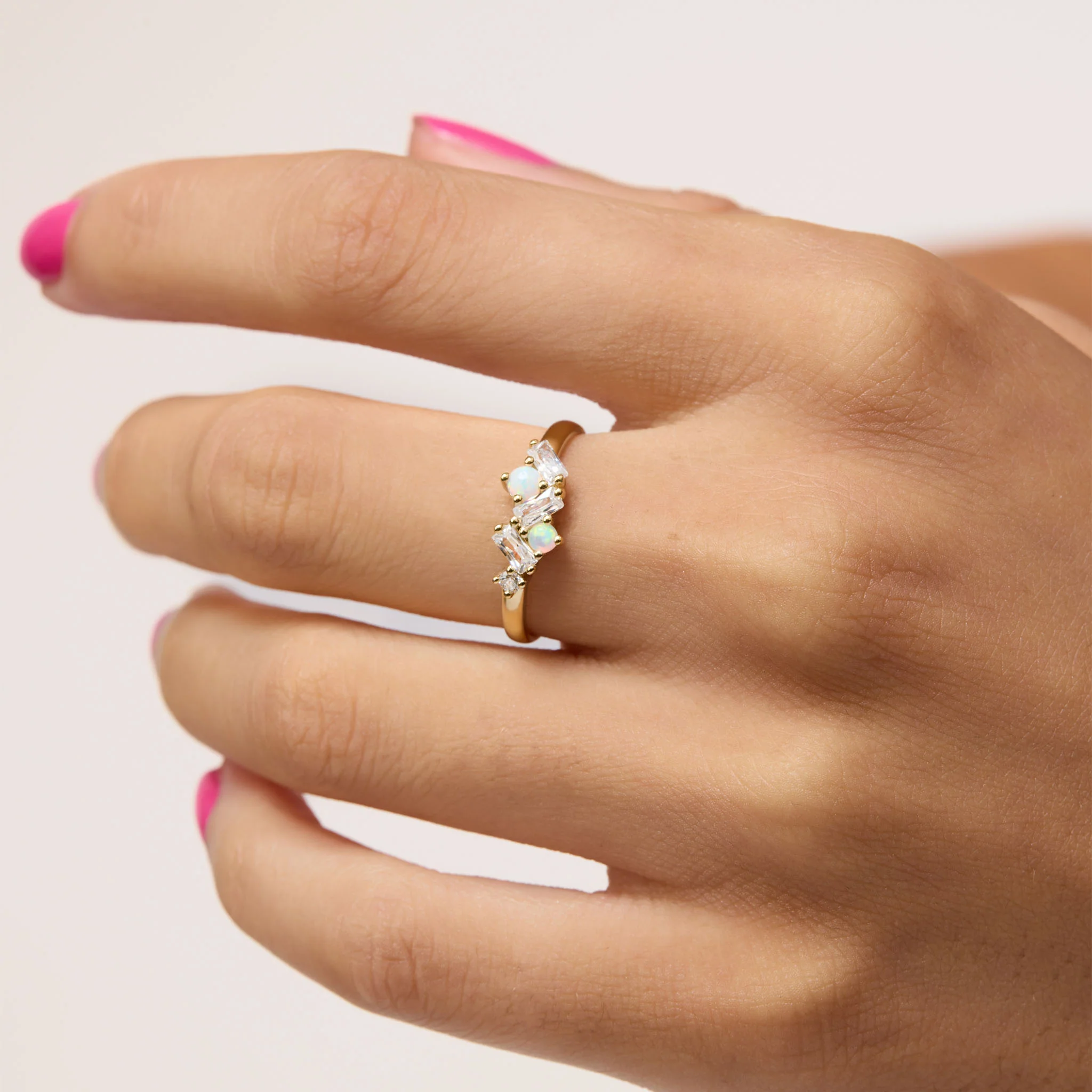 Baguette Opal Cluster Stacking Ring - Image 2
