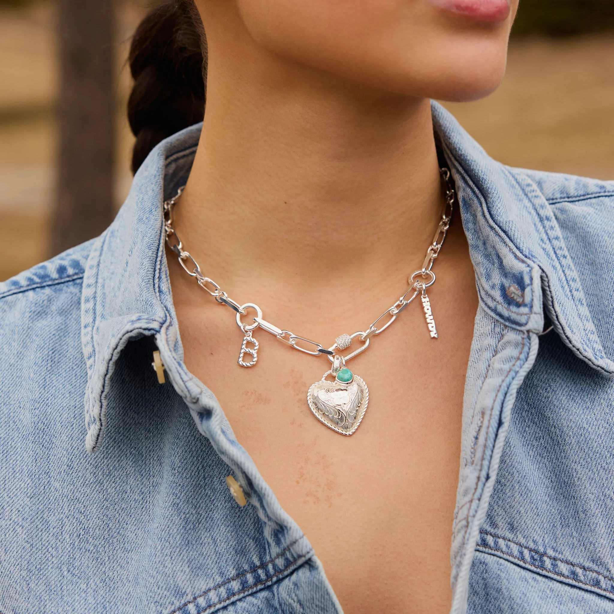 Etched Floral Heart Charm - Image 3