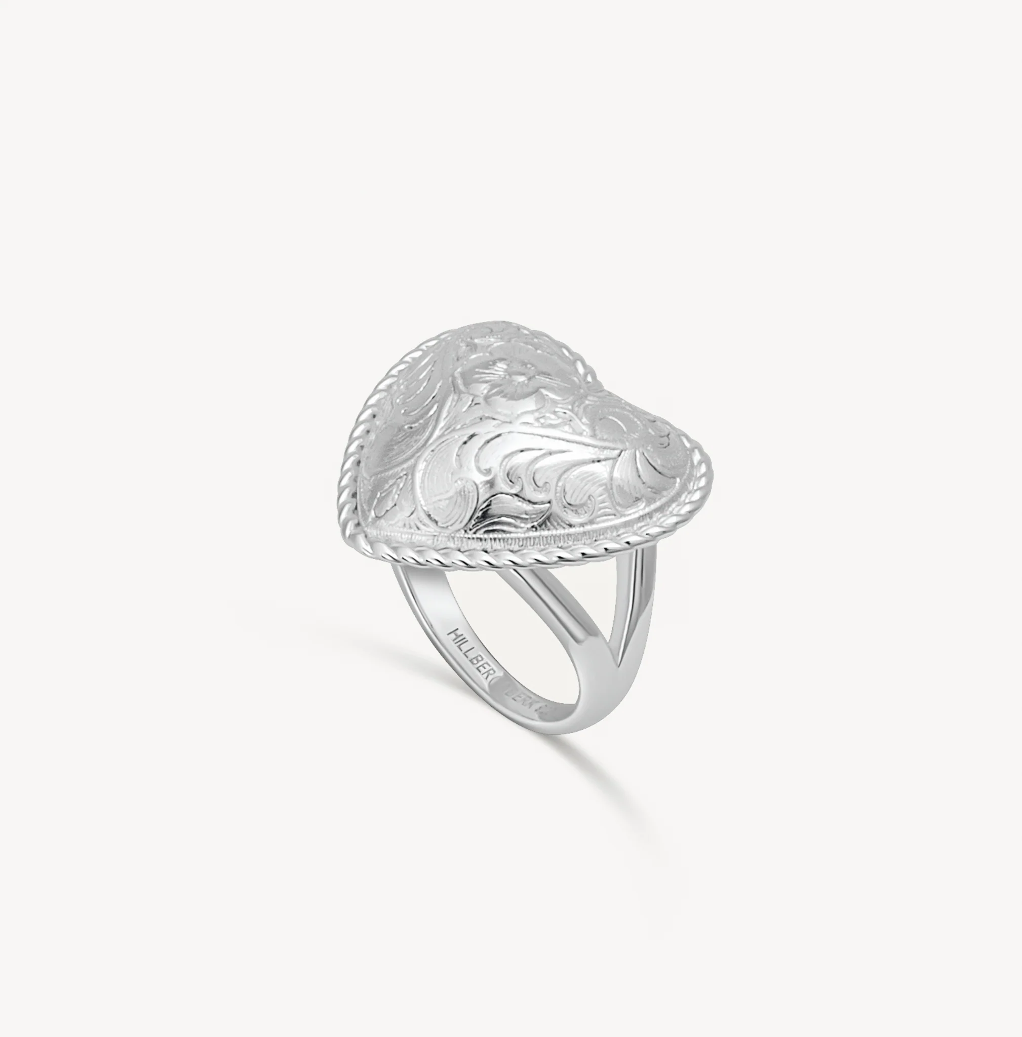 Etched Floral Heart Ring - Image 3