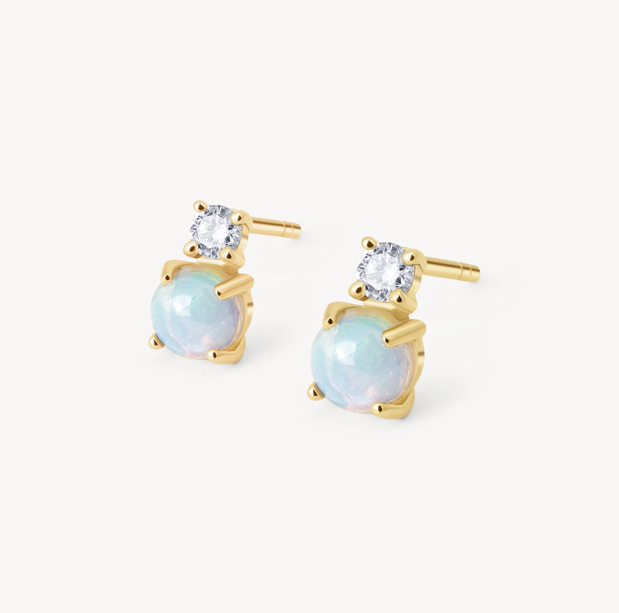 Lab Diamond & Opal Mini Stud Earrings - Image 3