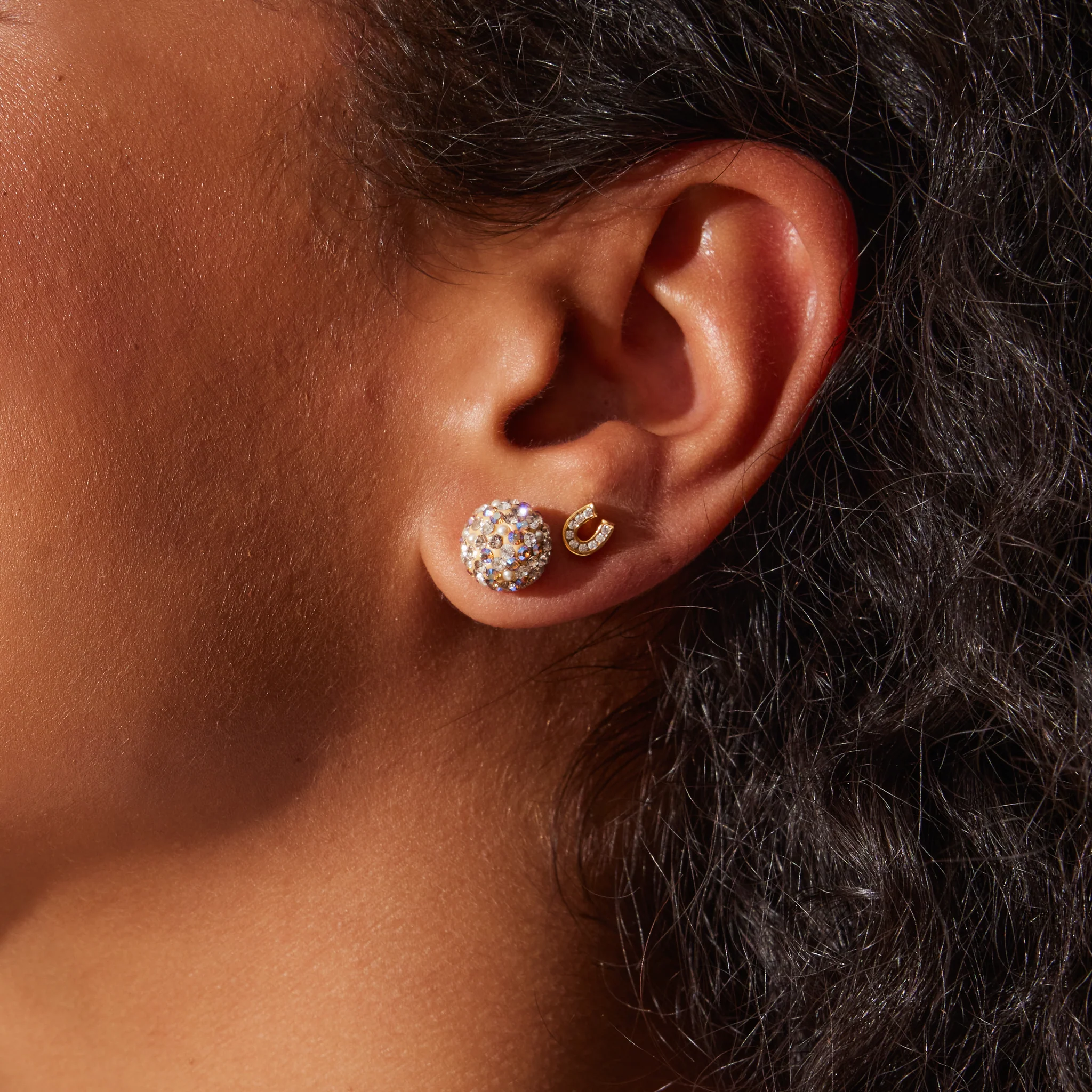Mini Horseshoe Stud Earrings - Image 3