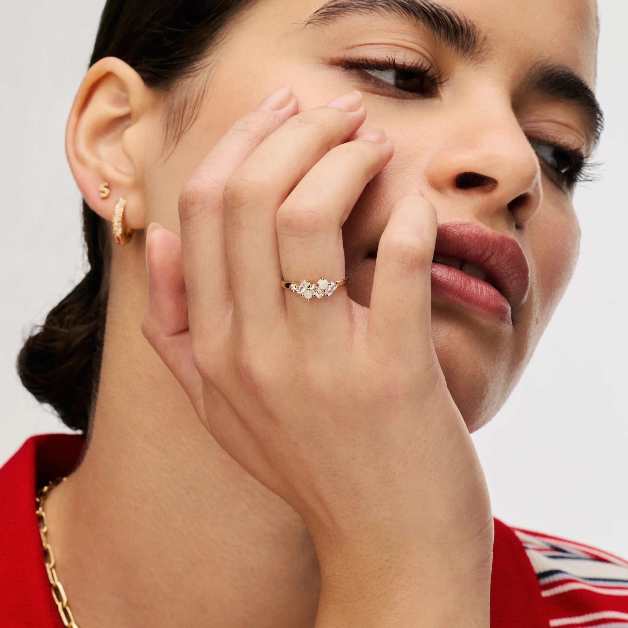 Baguette Opal Cluster Stacking Ring - Image 3