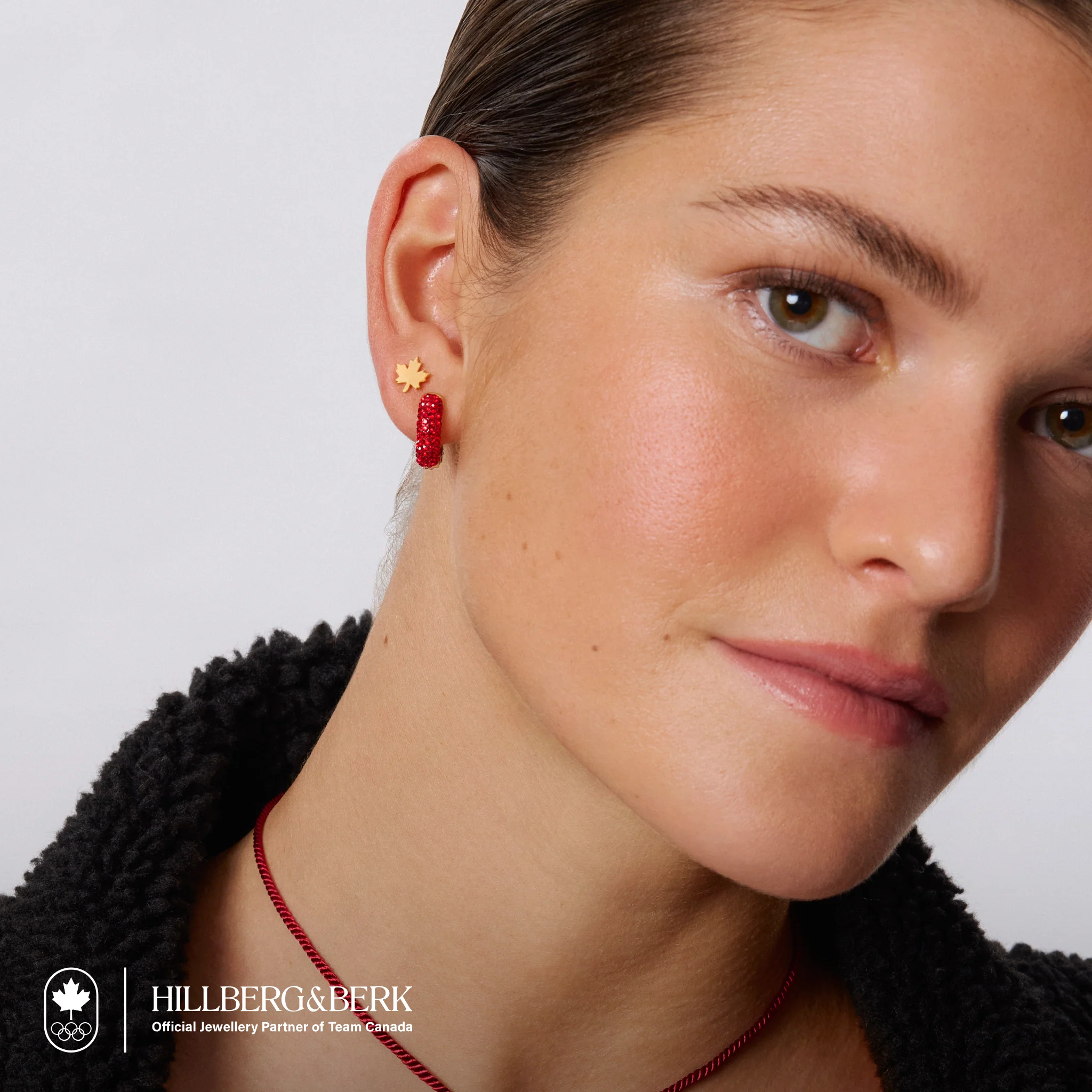Red and White Sparkle Reversible Hoop Earrings - Image 2