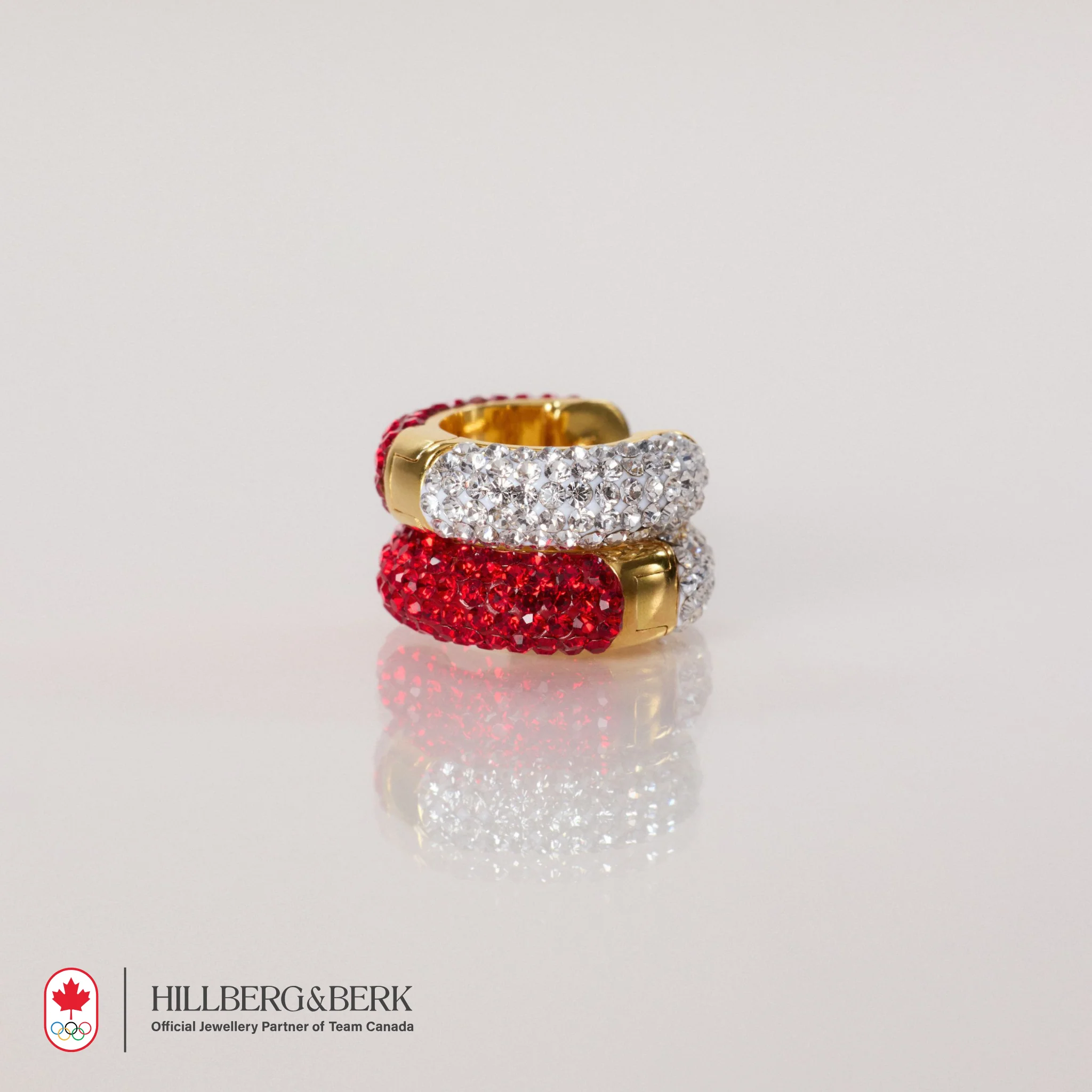 Red and White Sparkle Reversible Hoop Earrings - Image 6