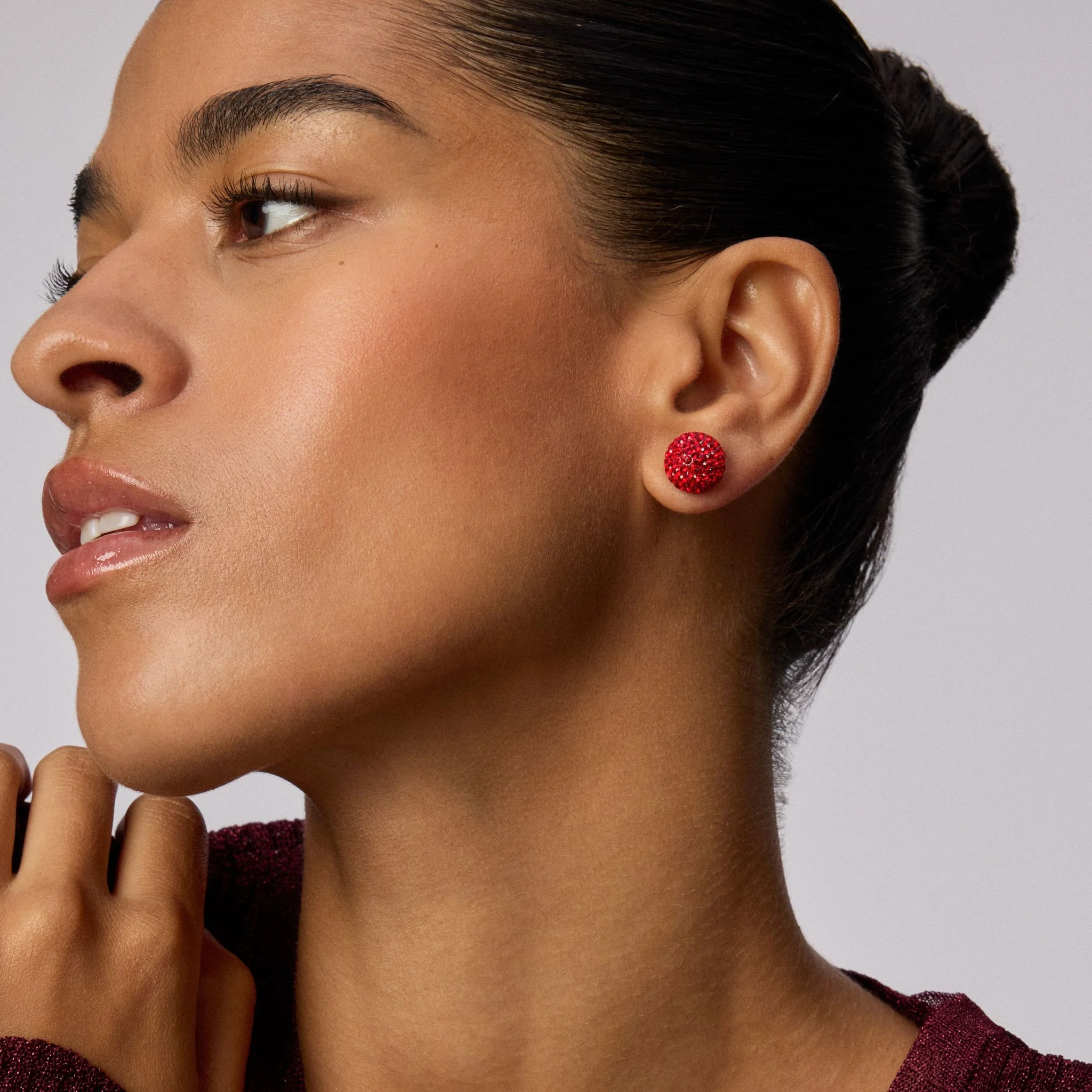 Red Velvet Sparkle Ball™ Stud Earrings - Image 2