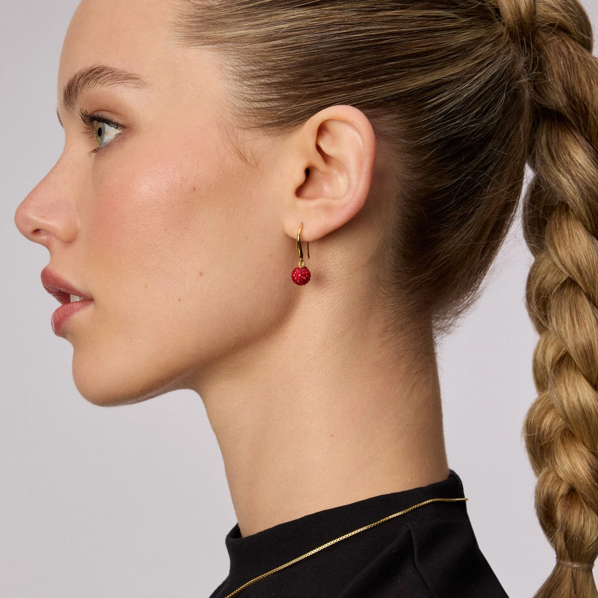 Red Velvet Sparkle Drop Earrings - Image 2