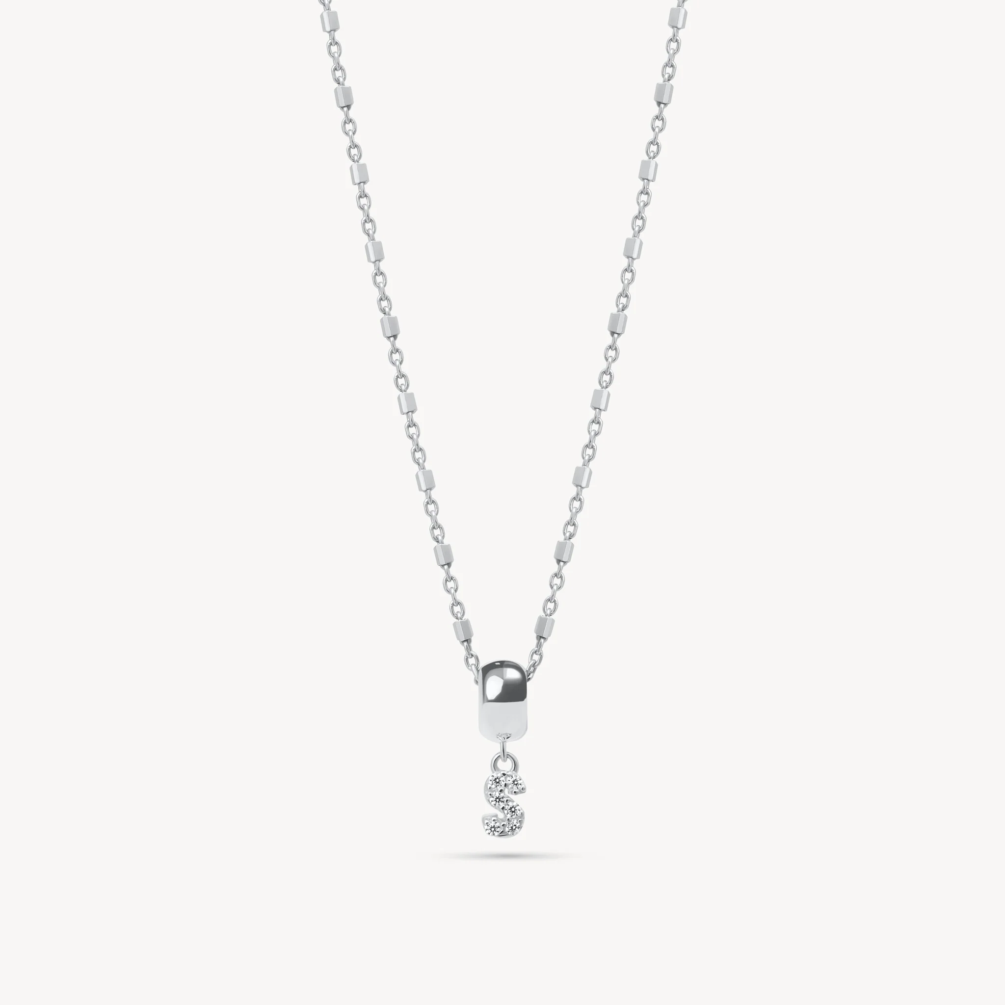Sterling Silver Pavé Letter Necklace - Image 10