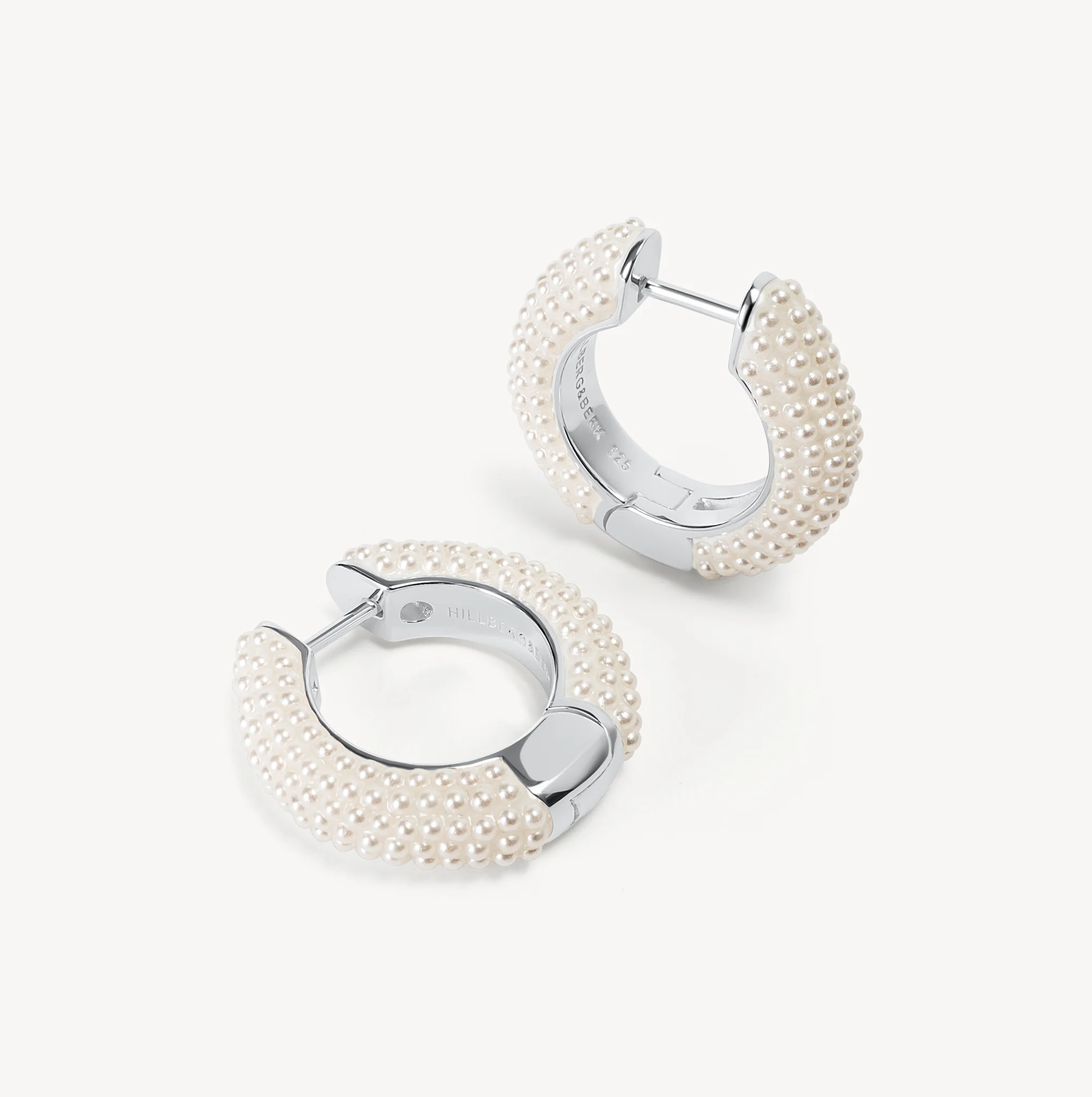 White Pearl Hoop Earrings - Image 2