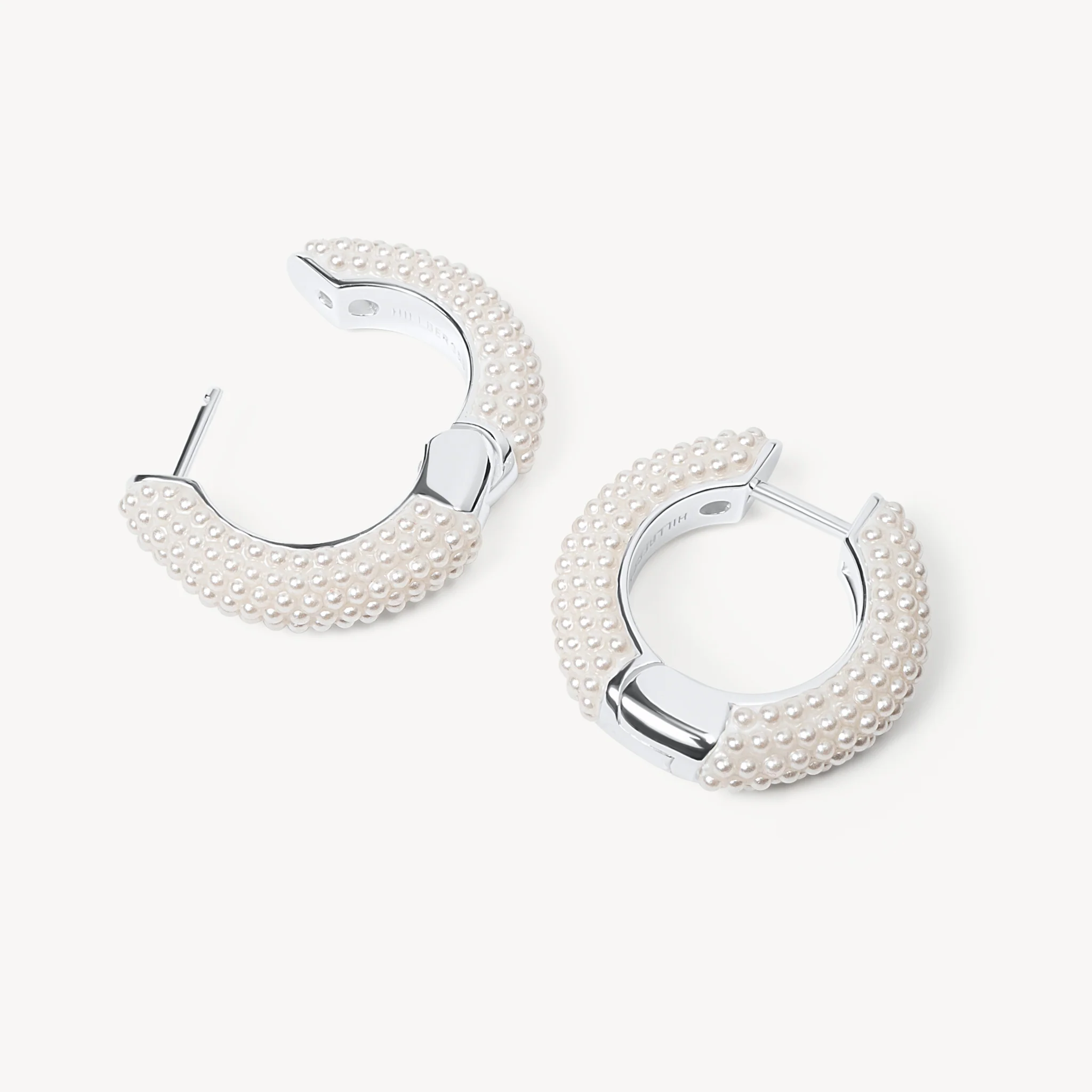 White Pearl Hoop Earrings - Image 3